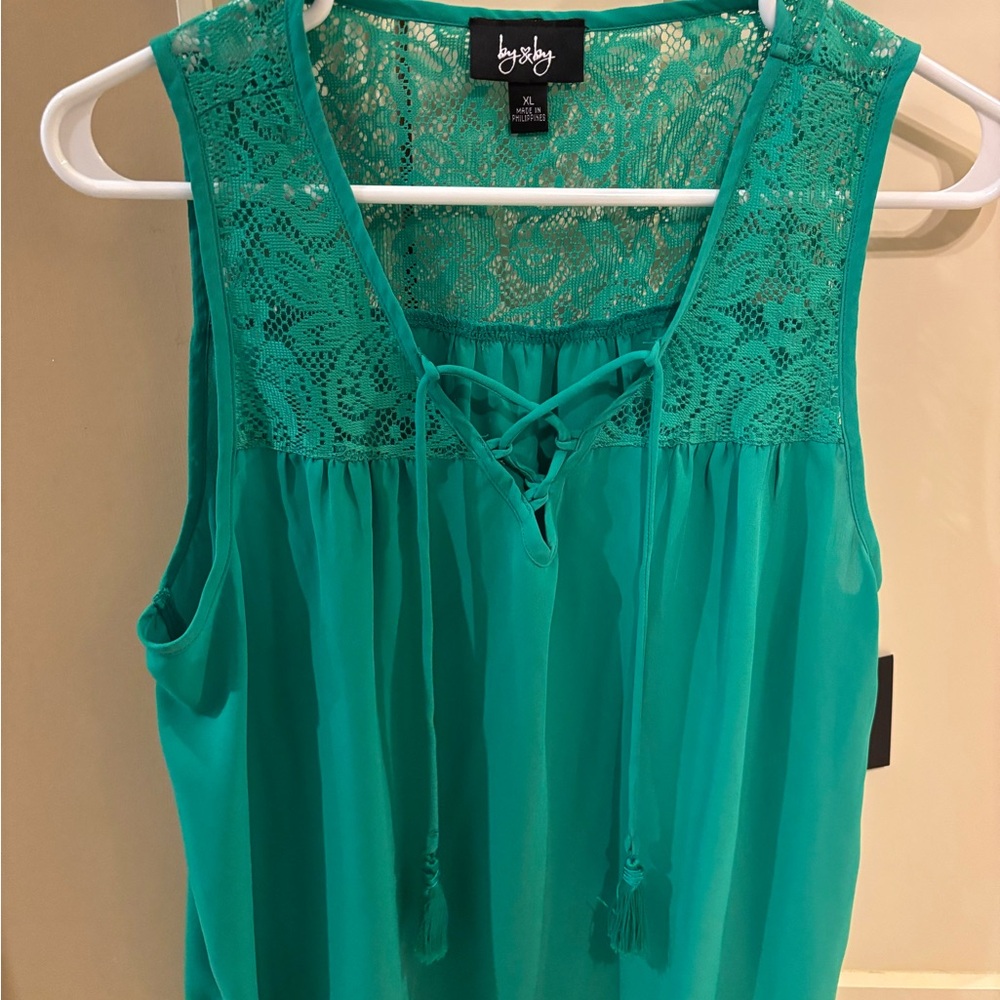 Kelly Green Lacey Tank Top